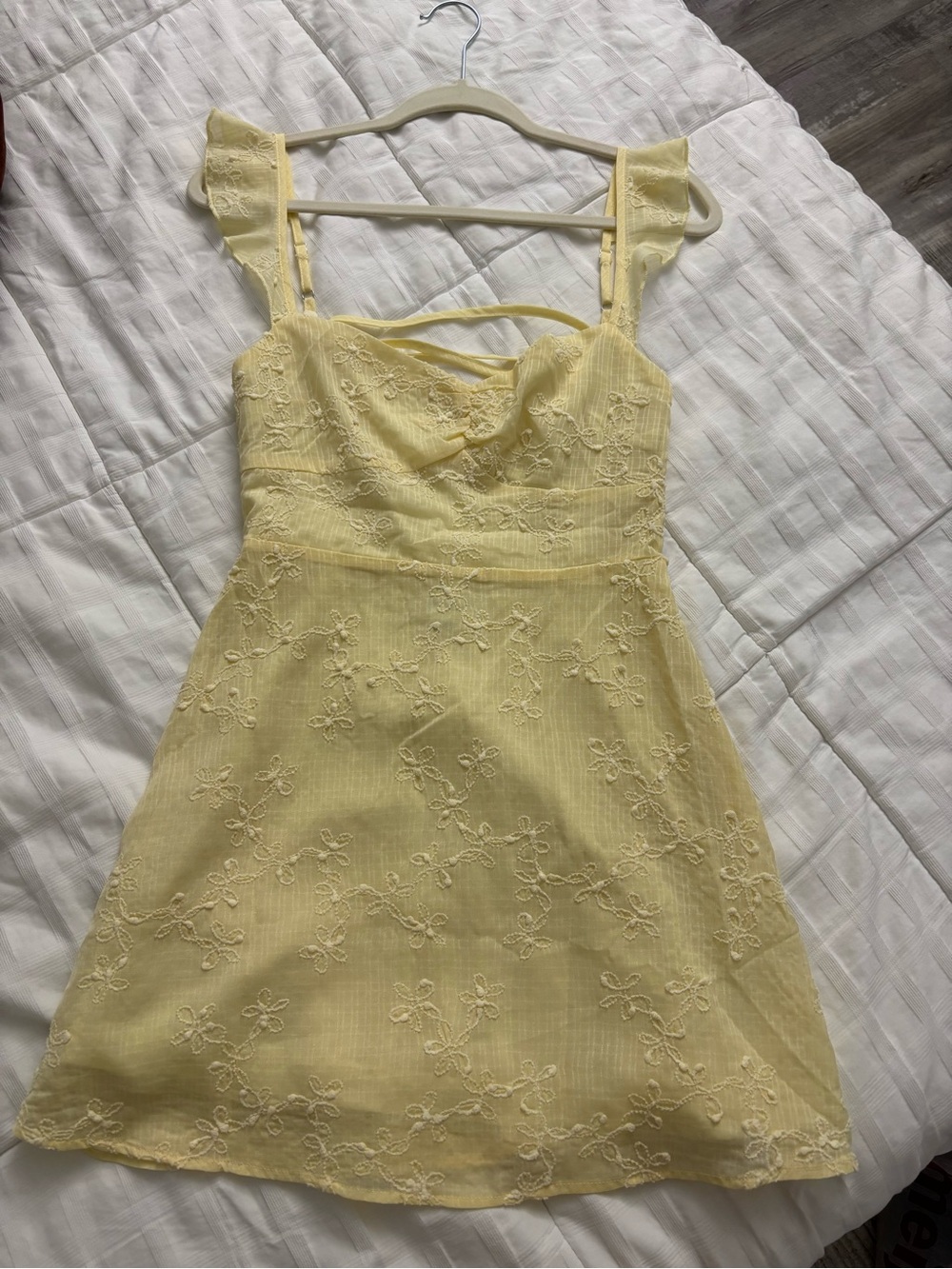 Princess Polly Pale Yellow Embroidered Mini Dress